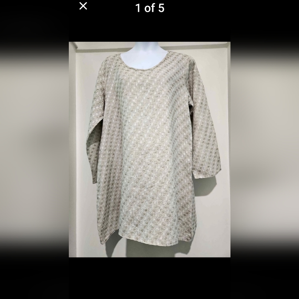 FLAX Textured Cream Midi  Dress or Tunic